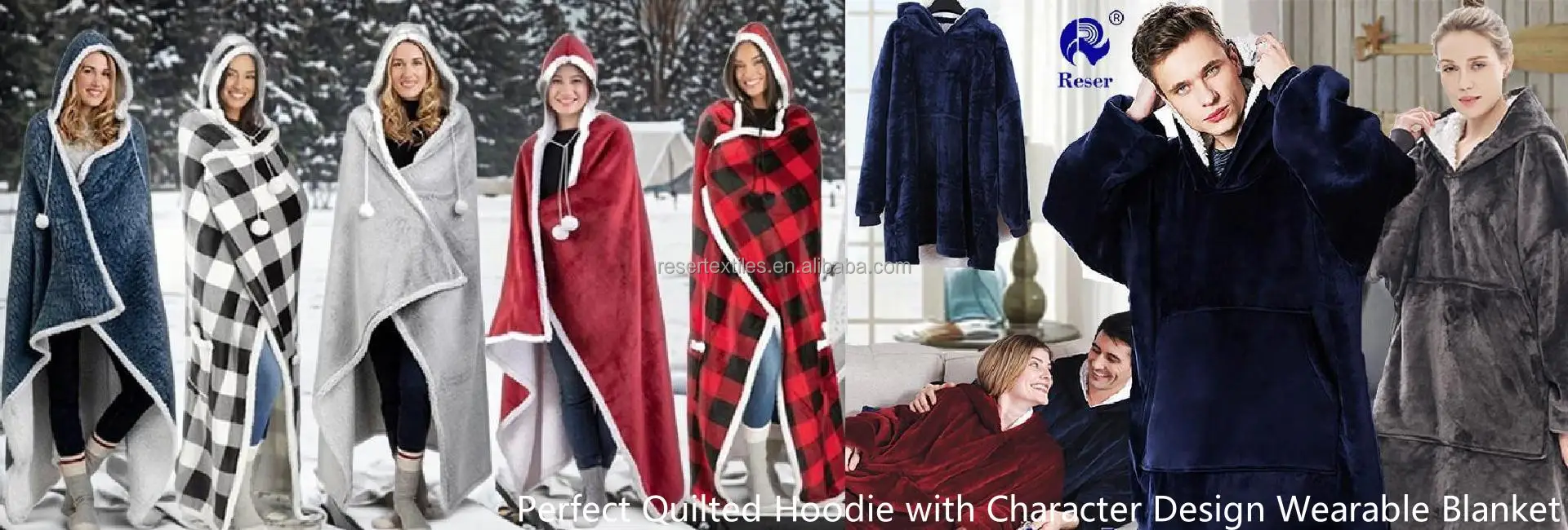 Hooded Quilted Eco-Friendly Skin-Friendly 100% Polyester Wearable Blankets for Adults & Kids-Winter Warmth Portable Comfortable