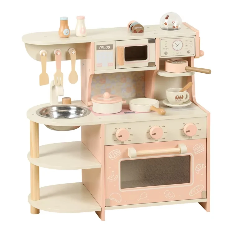 Wooden Play Kitchen Set Kid Toddlers Kitchen Play Set With Washing Machine  Toy Kitchen Set for Girls and Boys