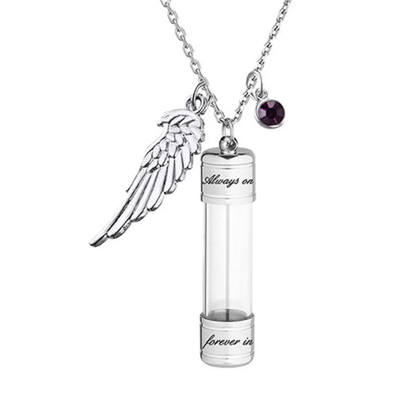 Engraving Openable Glass Vial Pendant Necklace Women Memorial Ashes Bottle Cremation Urn Memorial Gifts Jewelry For Pet Human