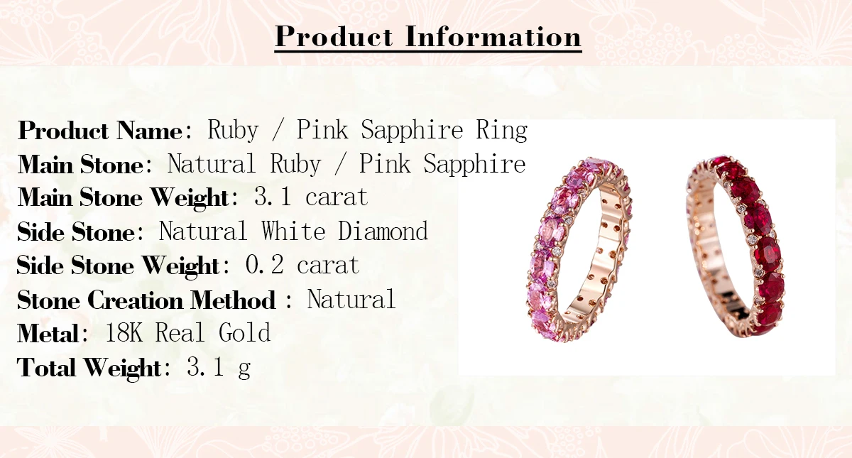 Half Eternity Ring, Cherry Blossom Vintage Design – Flawless Moissanite