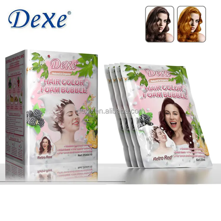 DEXE Best Quality Hot Sale for Black Brown Red Hair Dye Herbal Cream Hair Color Shampoo 100% Perfect Cover Grey White Gray Hair