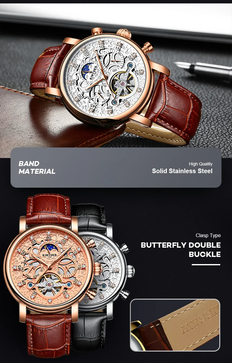 2023 New Mens Watches Top Brand Leather Chronograph Waterproof Sport ...