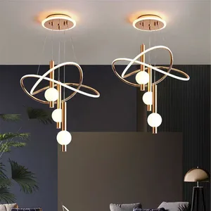 Nordic Gold Black White Ceiling Chandelier Modern LED Pendant Light for Kitchen Island Dining Room Living Room or Restaur