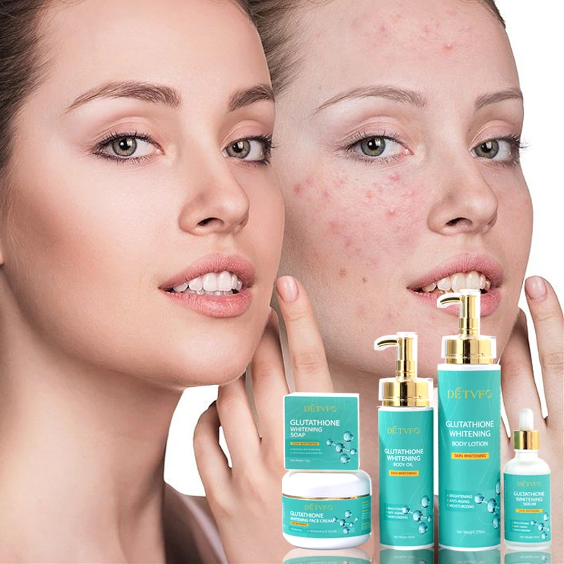 effet du glutathion sur la peau Crème Éclaircissante au Glutathion, Crème Corporelle au Collagène Effet  Bonne Mine, Hydratant Visage Rajeunissant, Kit de Soins de la Peau  Rebranding pour Peaux Grasses