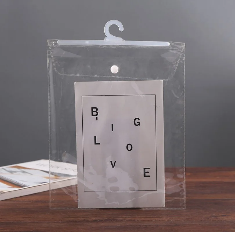 Custom Transparent PVC Hanger Hook Bag for Clothing Garment Storage Solution