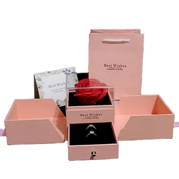 Wholesale Soap Roses Acrylic Transparent Box Double Open Gift Box Preserved Flowers necklace box