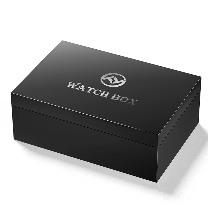 Custom Logo Trademark Wooden Watch Box With Business Card Pu Leather
