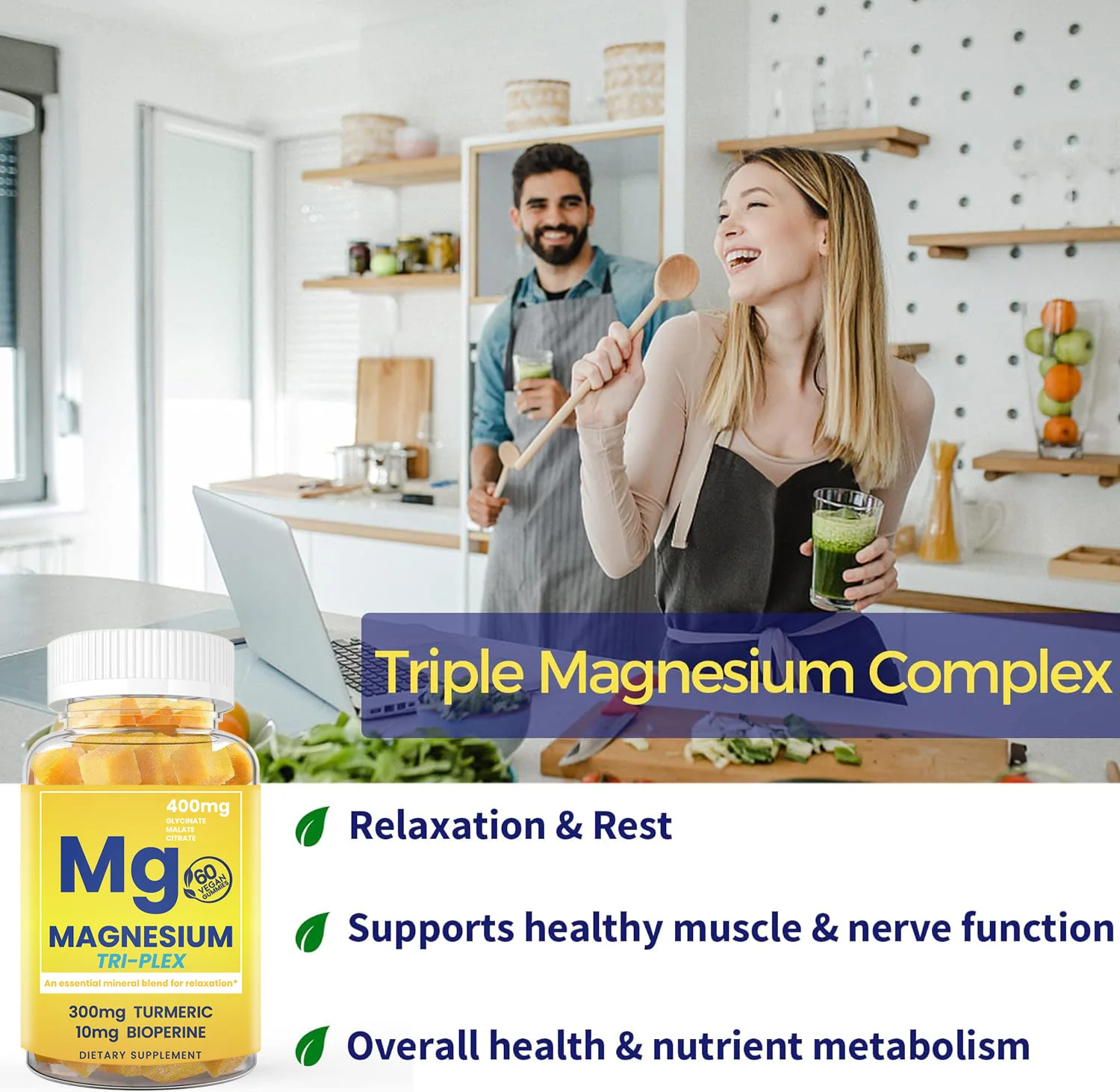 Hot Selling 60pc Vegan Gummy Triple Magnesium Complex Citrate Gummies for Relaxation&Rest