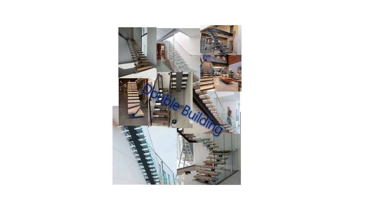 DB Open Riser Staircase Mono Beam Straight Stairs Made in China with Stainless Steel Railing Customized manufacture