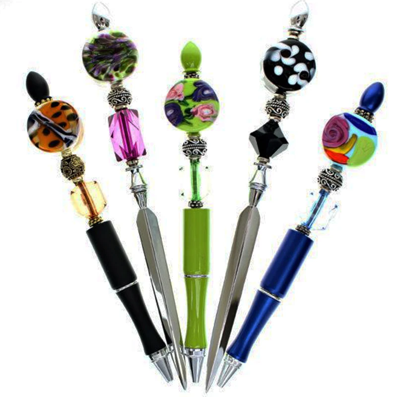Sturdy Heavy 12 Colored Constructed Entirely Add a Bead Blank Wholesale Metal Beadable Pens for Diy