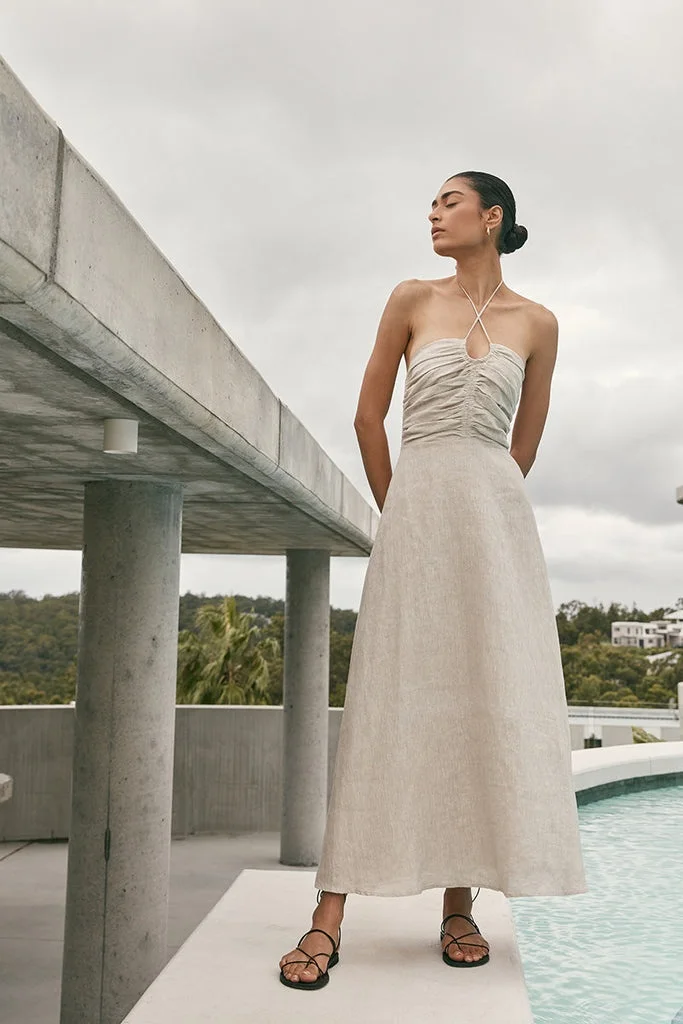 Shop Our 100% Natural Linen Halter Maxi Dresses for Summer