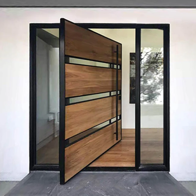 Italian Modern Design House Stainless Steel High Gloss Piano Black Acrylic Exterior Front Security Door supplier