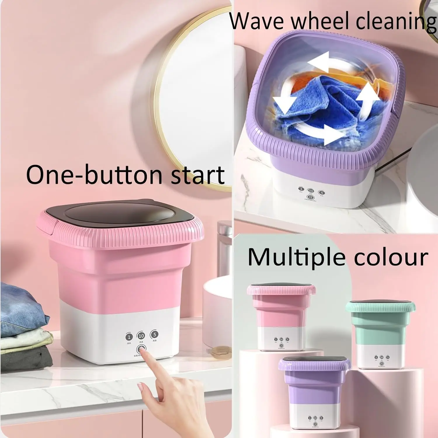 8L Foldable Mini Washing Machine Electric Tub Laundry Washer Portable Mini Folding Washi aperçu 4
