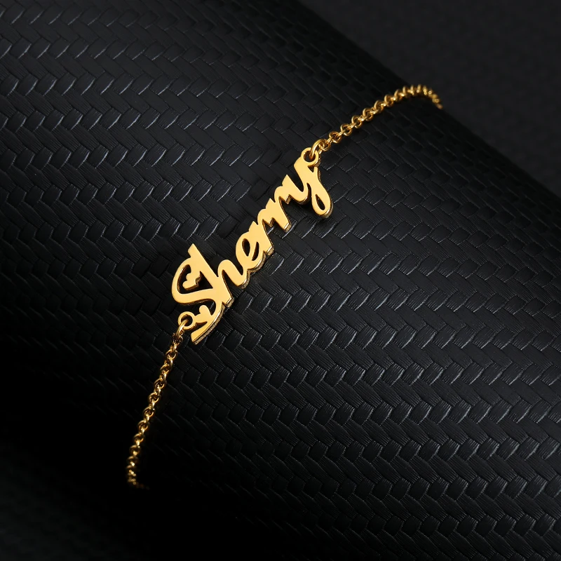 Qiuhan 18k Gold Chain Beach Sandal Personalized Anklet Foot Leg Jewelry Stainless Steel Custom Name Anklet