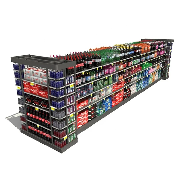 Double Side Convenience Store Display Shelf / Rack Gondola Shelving