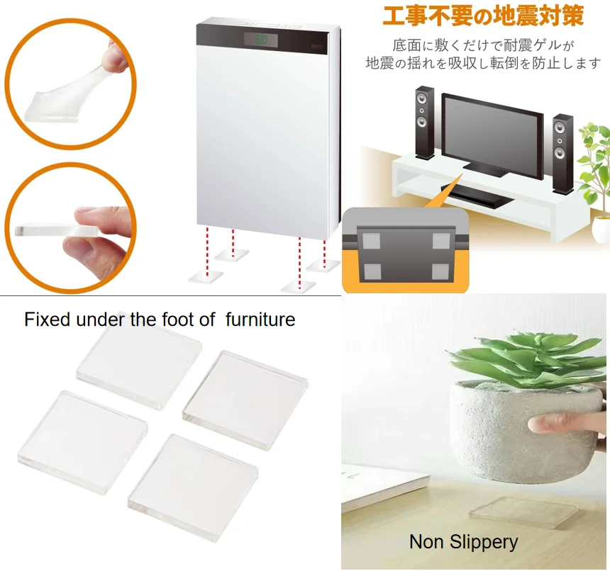 Silent Gel Pad Soundproofing Mat Transparent Gel Pad Sheet Vibration Resistant Earthquake