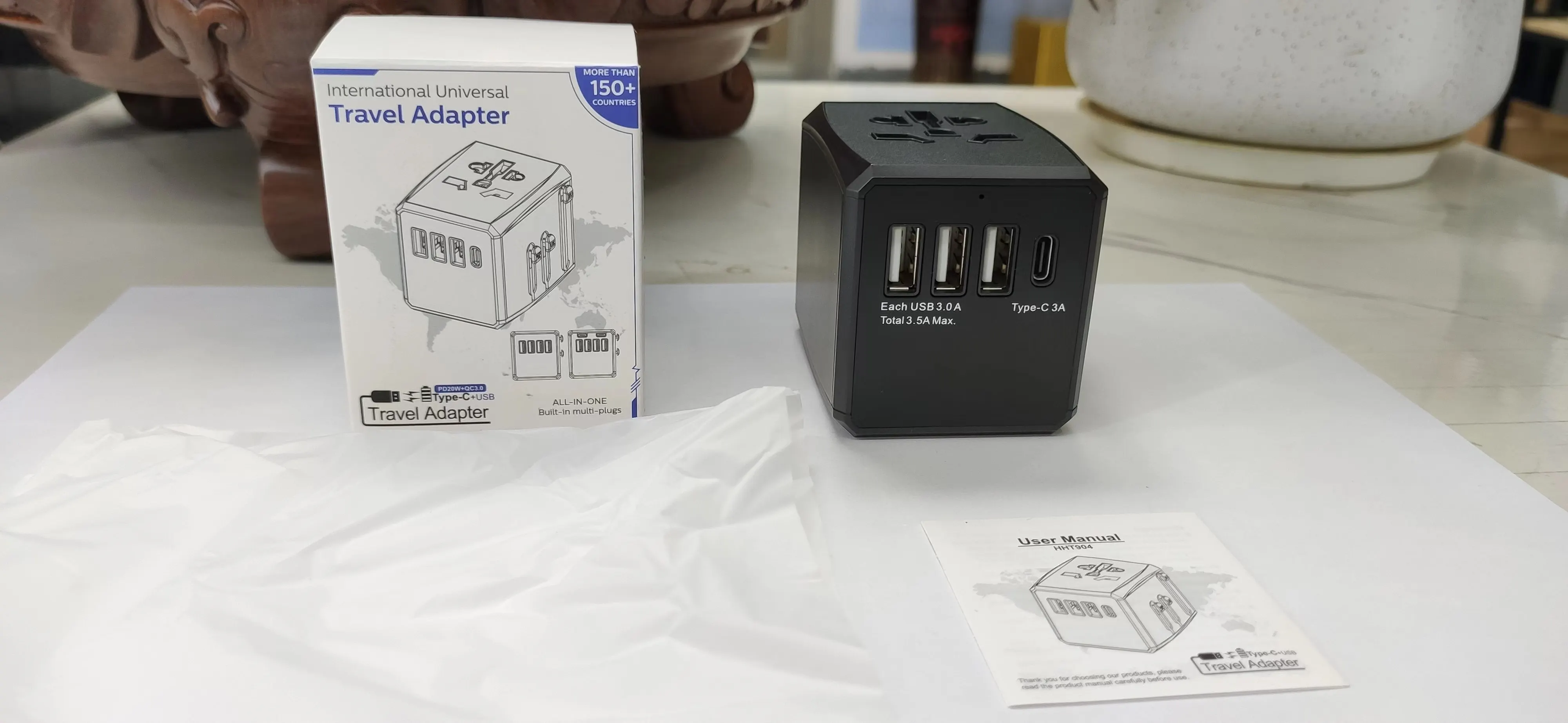 Custom Business Gift 4 Usb Charger Universal Travel Adapter Pd 30w Fast - Travel Smart All In One Adapter With Usb