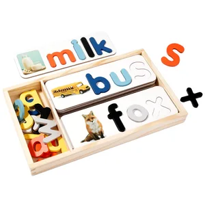 Wooden Spelling Game: Kids' Educational Toy for Alphabet Learning & Letter Matching - Montessori Early Learning Wooden Puzzles