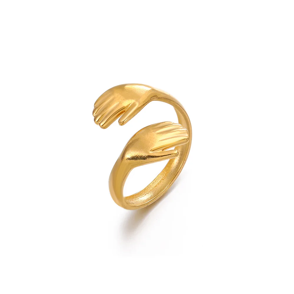 Yiwu DAICY New Arrival Gold Plated Stainless Steel Hug Ring Simple Adjustable Couple Ring Friendship Ring Gift for Her