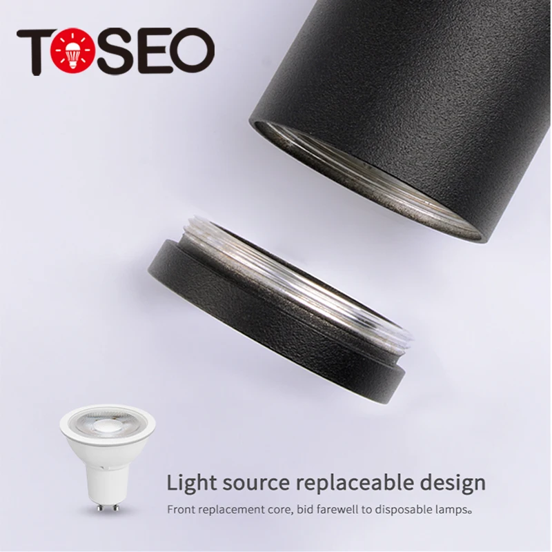 TOSEO Custom Rail Light Surface Mounted Spotlight Adjustable GU10 Led Track Lights Aluminum 90 Modern Aluminum Frame Tracklight