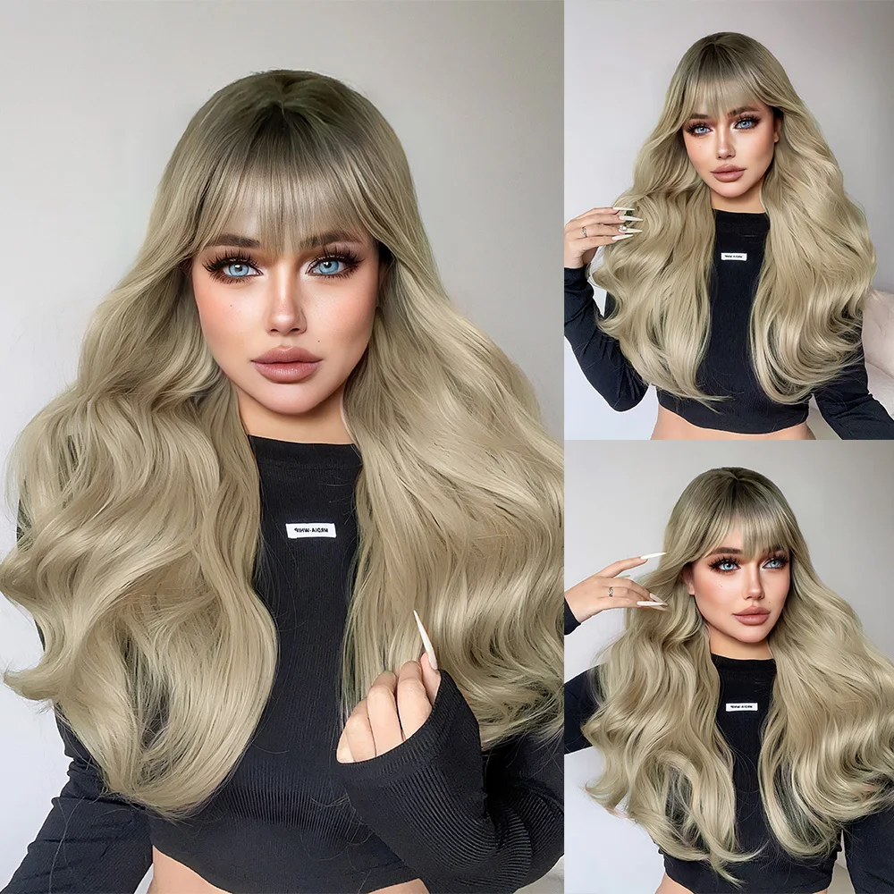 Natural hair wigs with bangs best sale