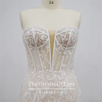 Champagne Mermaid Wedding Dress With Exposed Boning And Detachable Cap