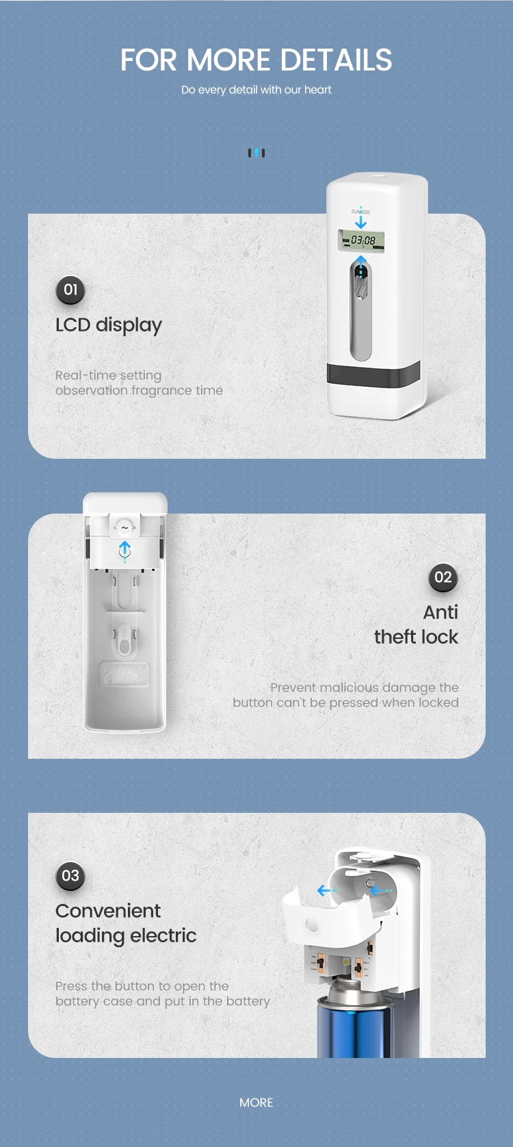 Saige Wall Mounted Timer Spray Aerosol Dispenser - Smart & Sustainable