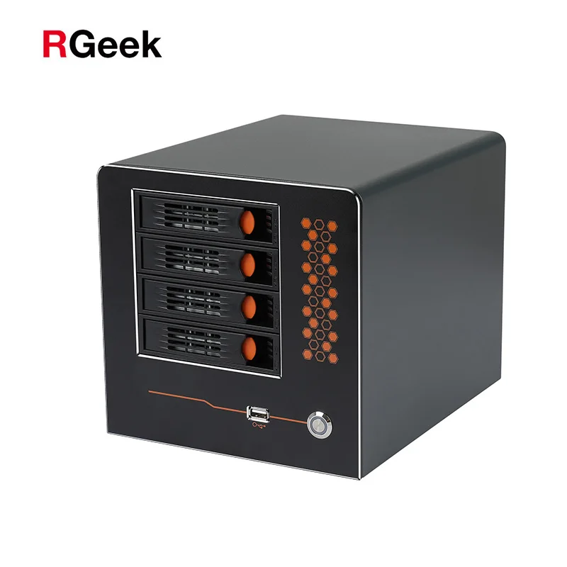 RGeek Custom NAS04A Mini PC Cabinet Miniitx 4 Bay Hot Swap NAS Server Case Mini ITX NAS Case for Nas 4 HDD