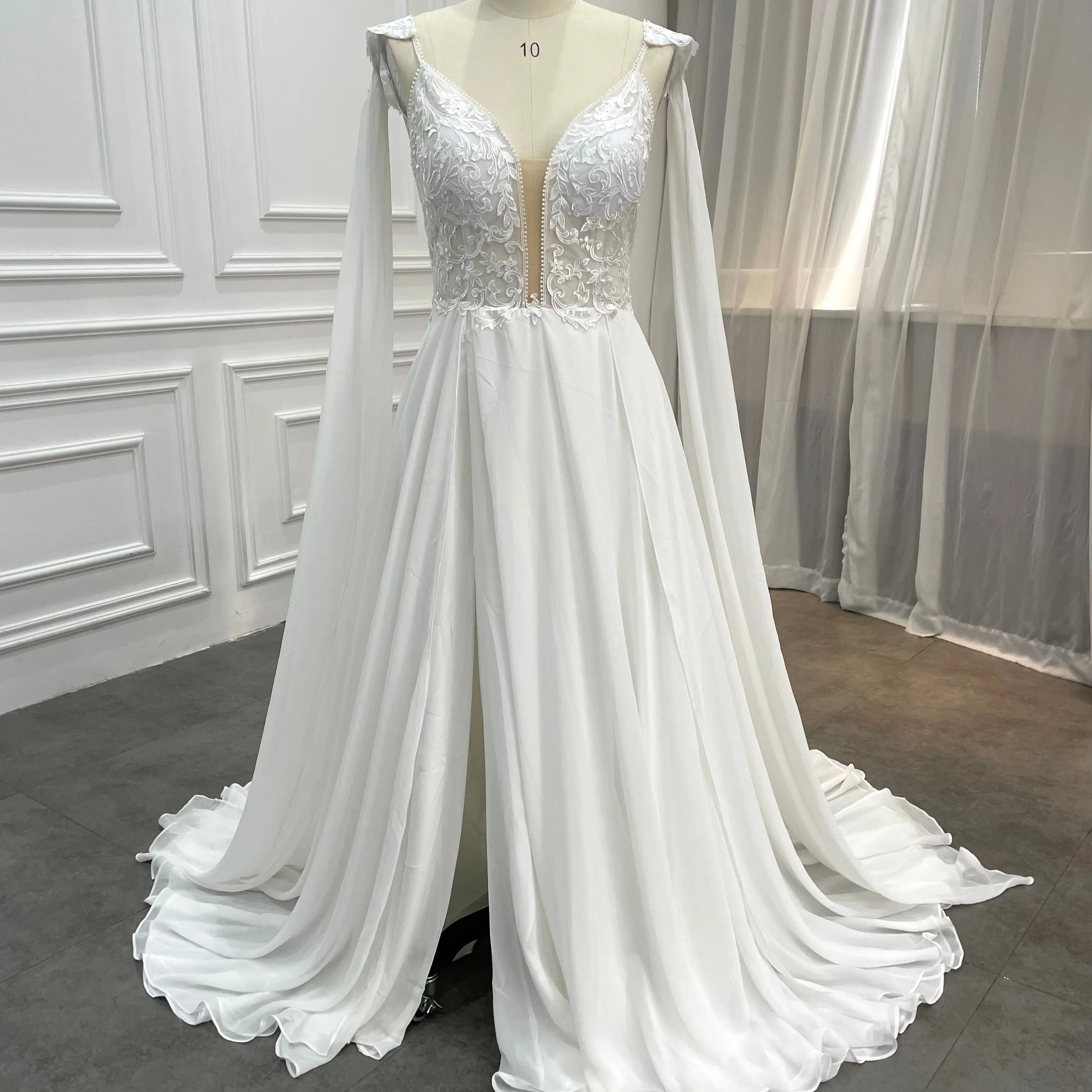 High Quality Simple Split Wedding Dress Chiffon Boho Wedding Dress Plus High Quality Simple Split Wedding Dress Chiffon Boho Wedding Dress Plus