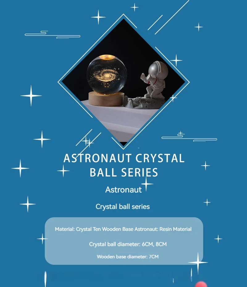 New Moon Planet Solar System Astronaut 3d Art Lamp Led Glowing Crystal