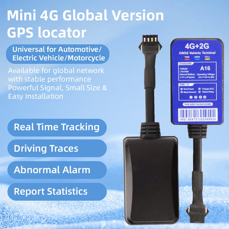 A16 4G GPS Tracker Device Motorcycle Vehicle Tracking System Real Time Cut Off Car Engine GSM GPRS GPS GT06