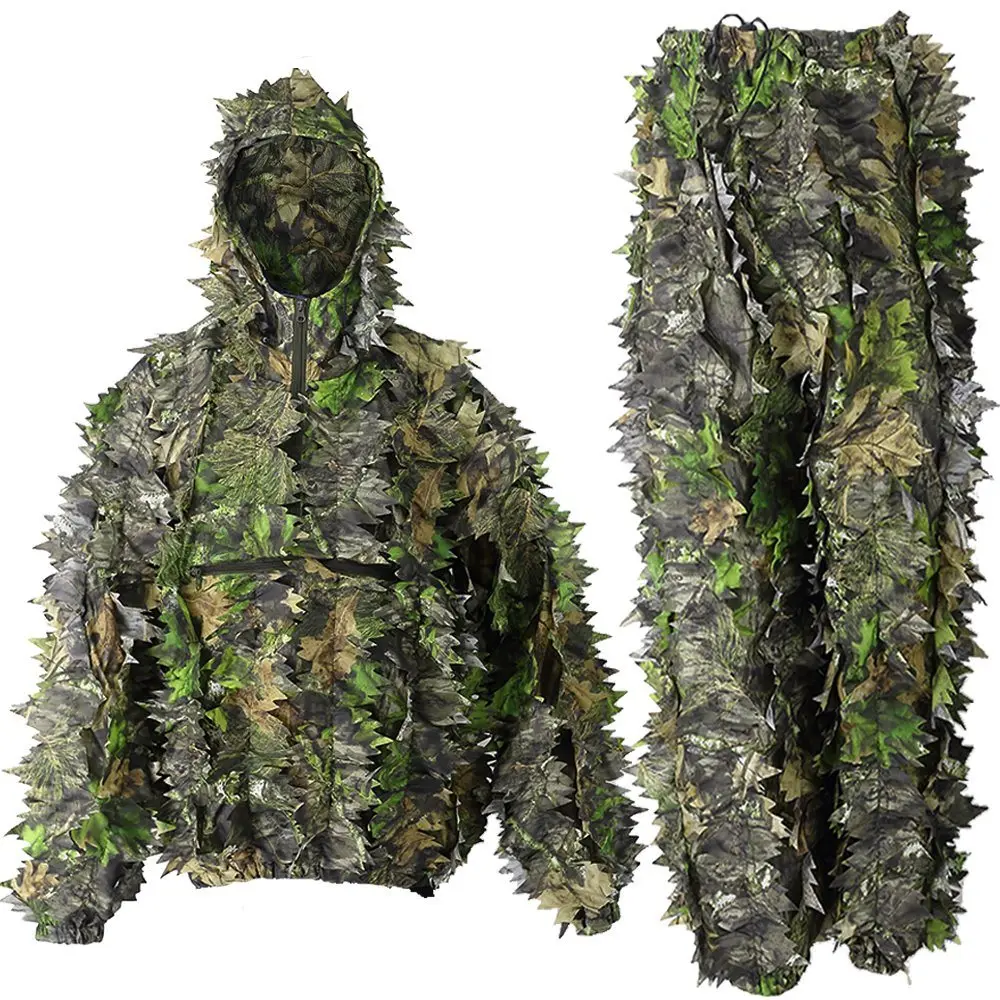 4 Tlg Camouflage Battle Dress Ghillie Suit Paintball Sniper Camo New Hunting 