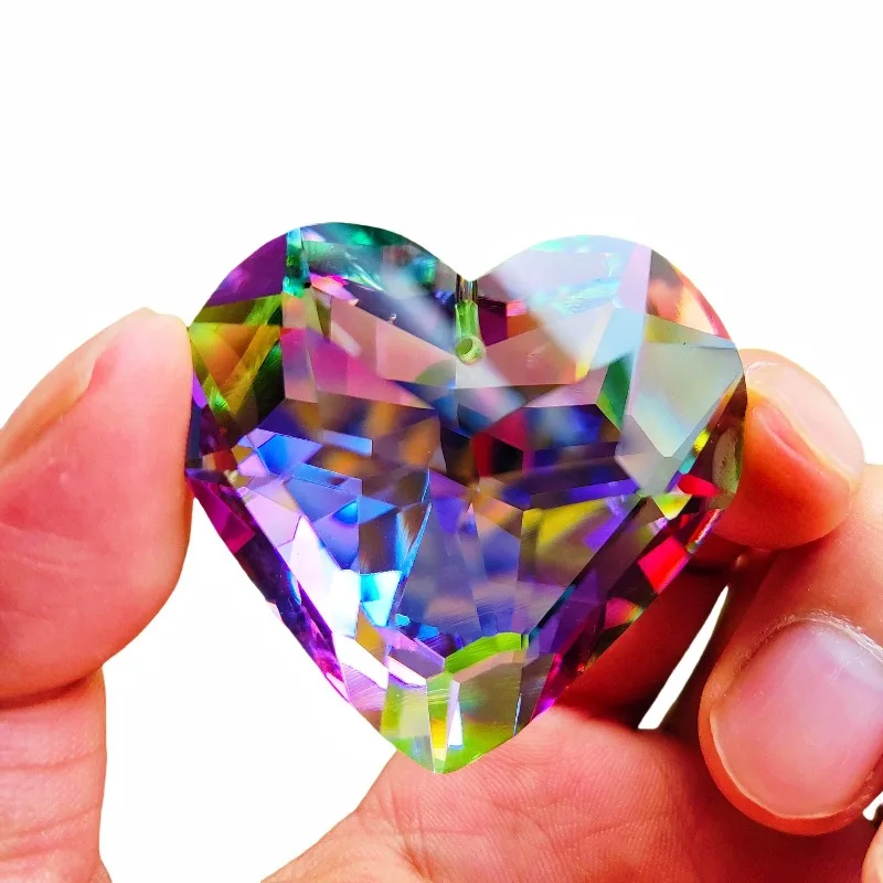 30mm 45mm Crystal Heart Suncatcher Prism Pendant Window Decoration Christmas Tree Ornament & Gift