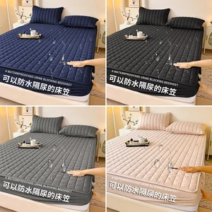 Wholesale Noiseless Thickened Fitted Quilted Mattress Pad Cover Waterproof Mattress Protector