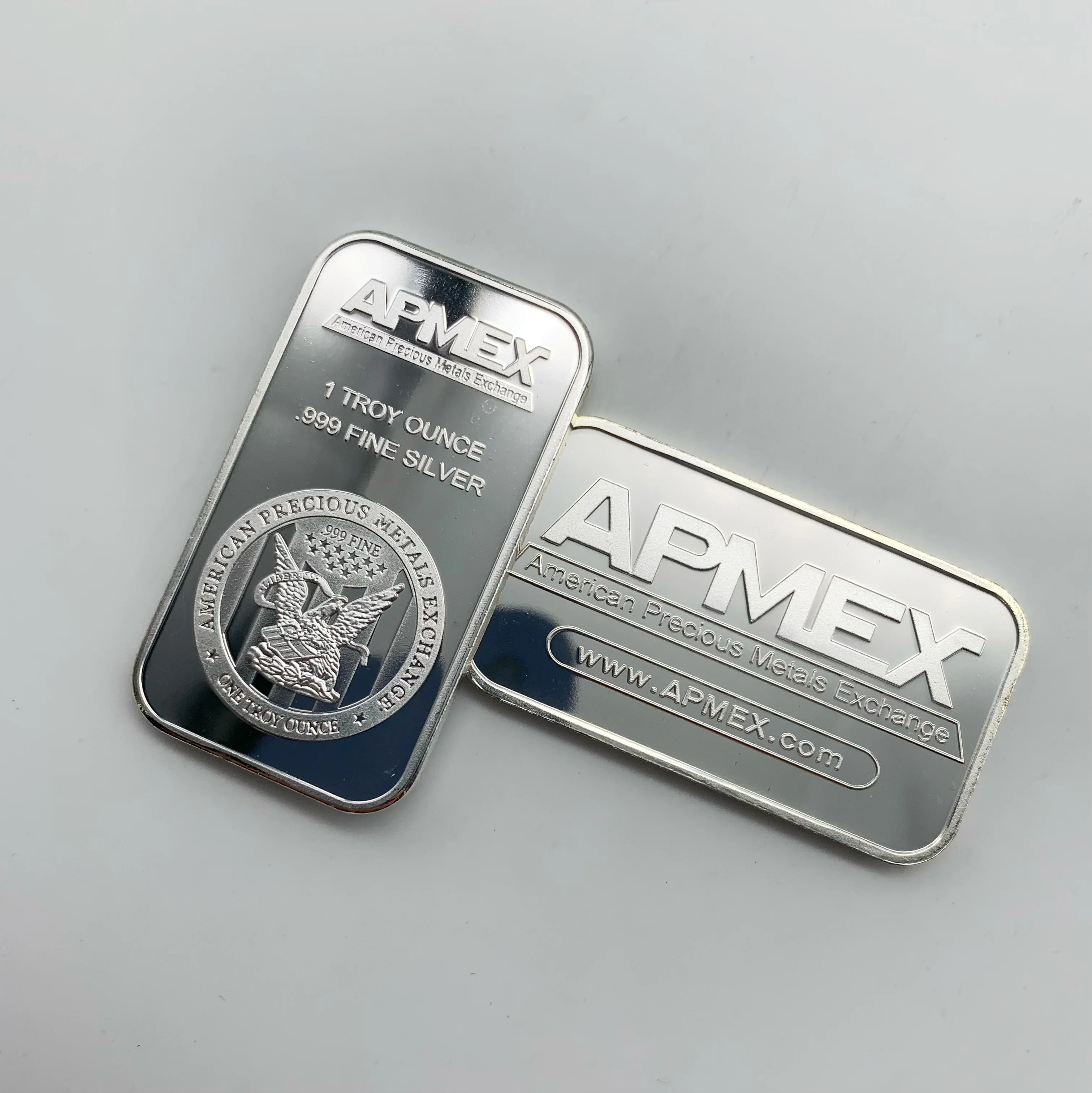 Non-Magnetic Silver Plated APMEX Zinc Alloy 1 Ounce Bullion Bar