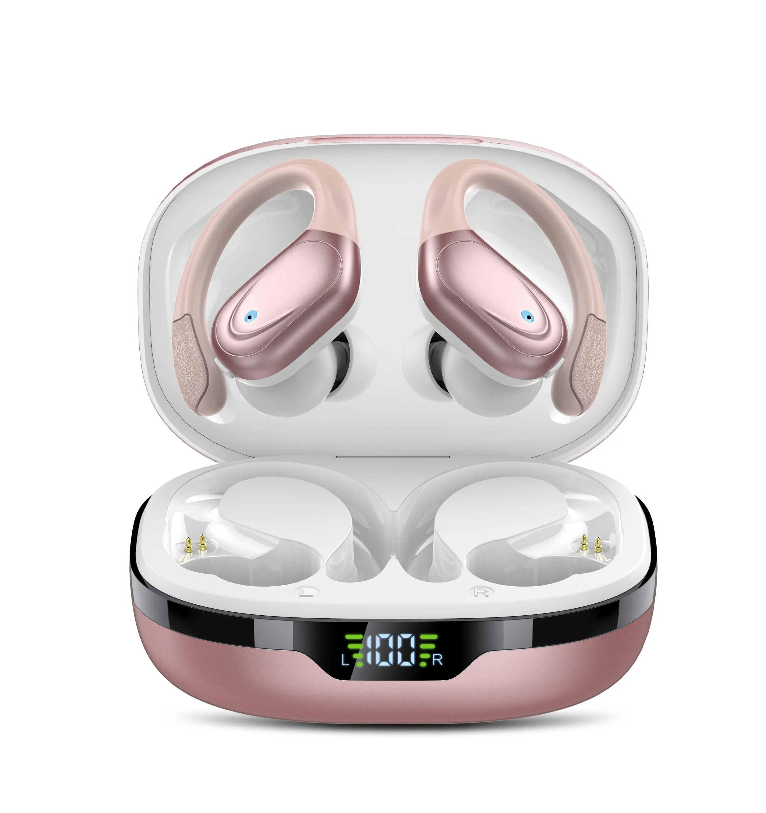 Wholesale Cascho X17 Rose Gold Wireless Bt 5.3 Over ear Earphone With Ear Hook Led Display Wireless Earbud For Sport Buy Headphones Headsets Earphones Between Pro Earbuds Review High Quality