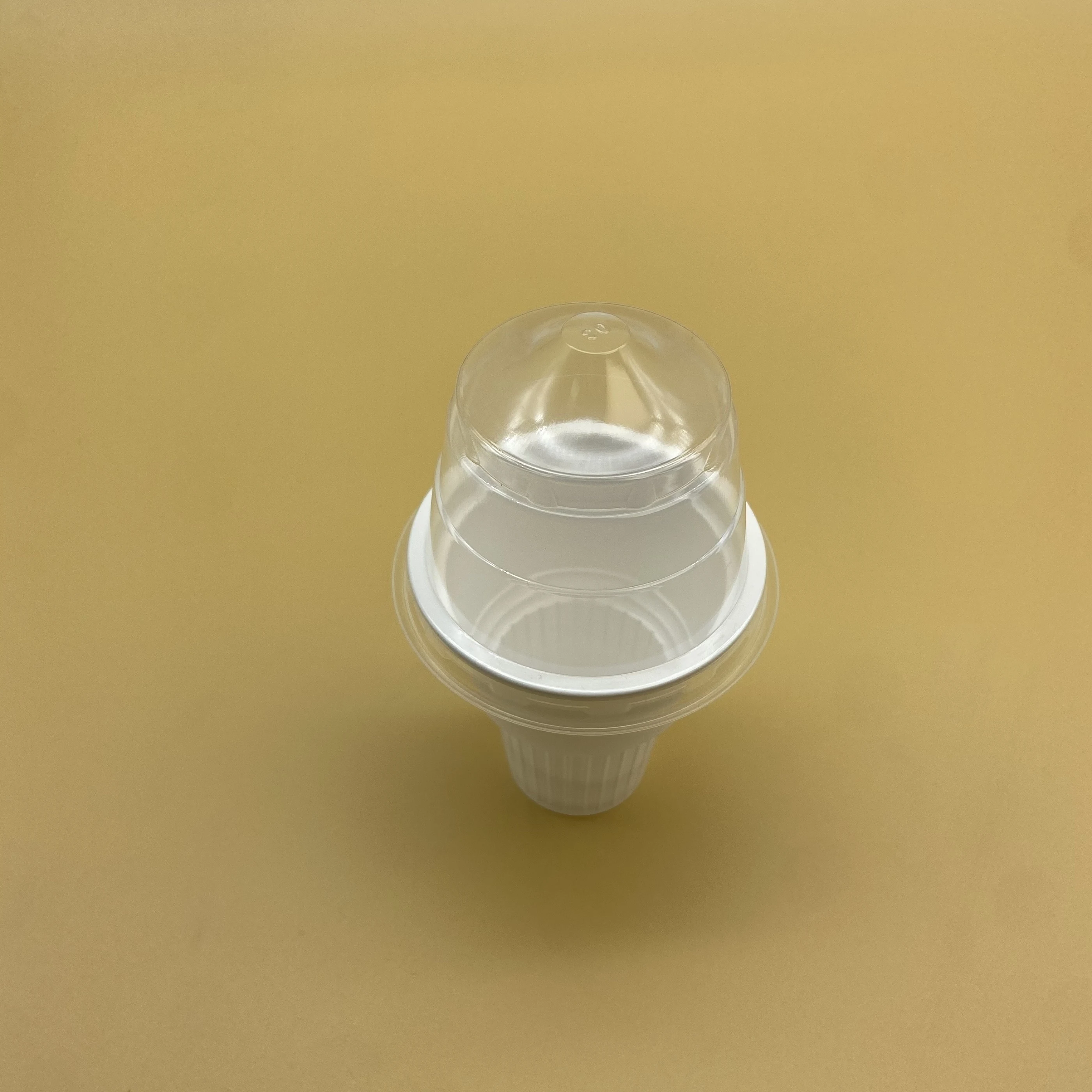 Sulide OEM Fancy Design Packaging Custom Logo Torch Shape Dessert Cup Ice Cream Plastic Cone with Lid