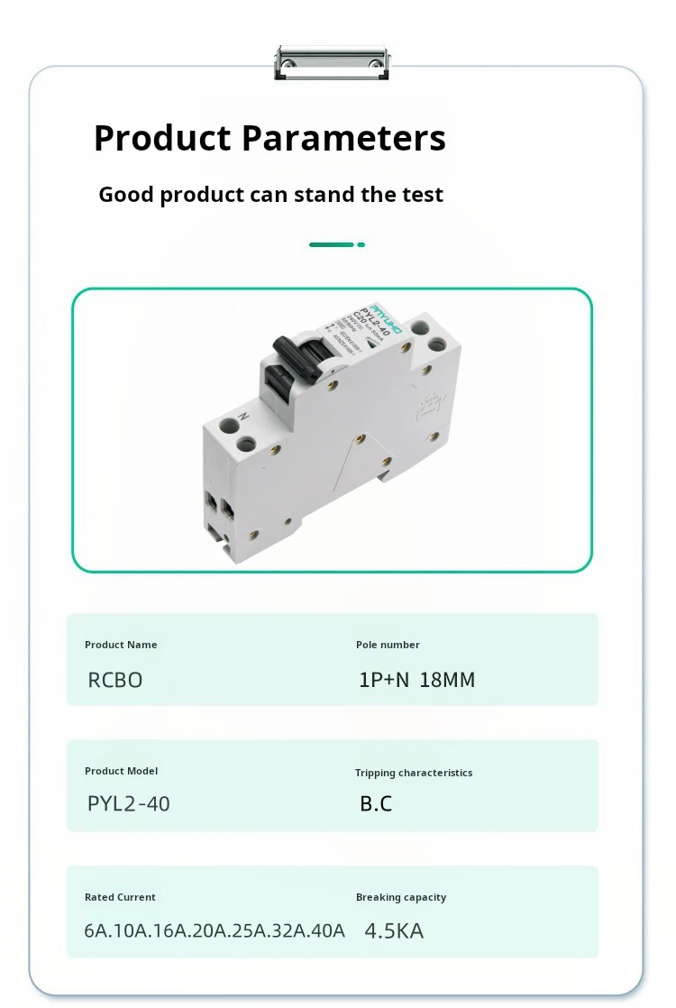 Mini Ac Rcbo Professional Manufacturer's Miniature Circuit Breaker 1P+N Copper 6-40A ...