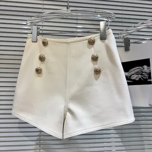 Wholesale Winter 2026 New Fashion Elegant Casual Metal Buckle Temperament Celebrity Fine Woolen Women's Solid Color Shorts