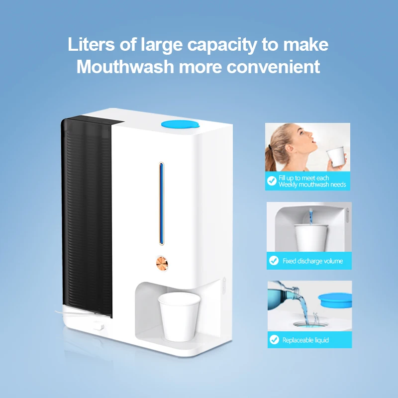 Бытовой Отель жидкость для полоскания рта диспенсер ванной комнаты с чашкой и нить продолжительное время работы в режиме ожидания: аккумуляторная