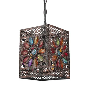 Handmade Pendant Lamp Moroccan Hanging Ceiling Light Vintage Muti-color Lantern Lamp  NS-124045