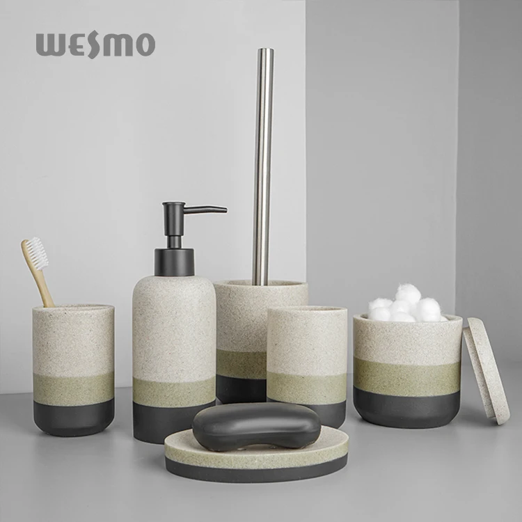 Wholesale Luxury Polyresin Black And White Stripes Bathroom Accessories