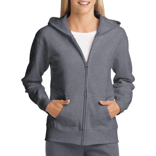 Ladies Hoodie Sweatshirt Zip Plain Jacket Hooded Womens Jumper Fleece Coat Top
