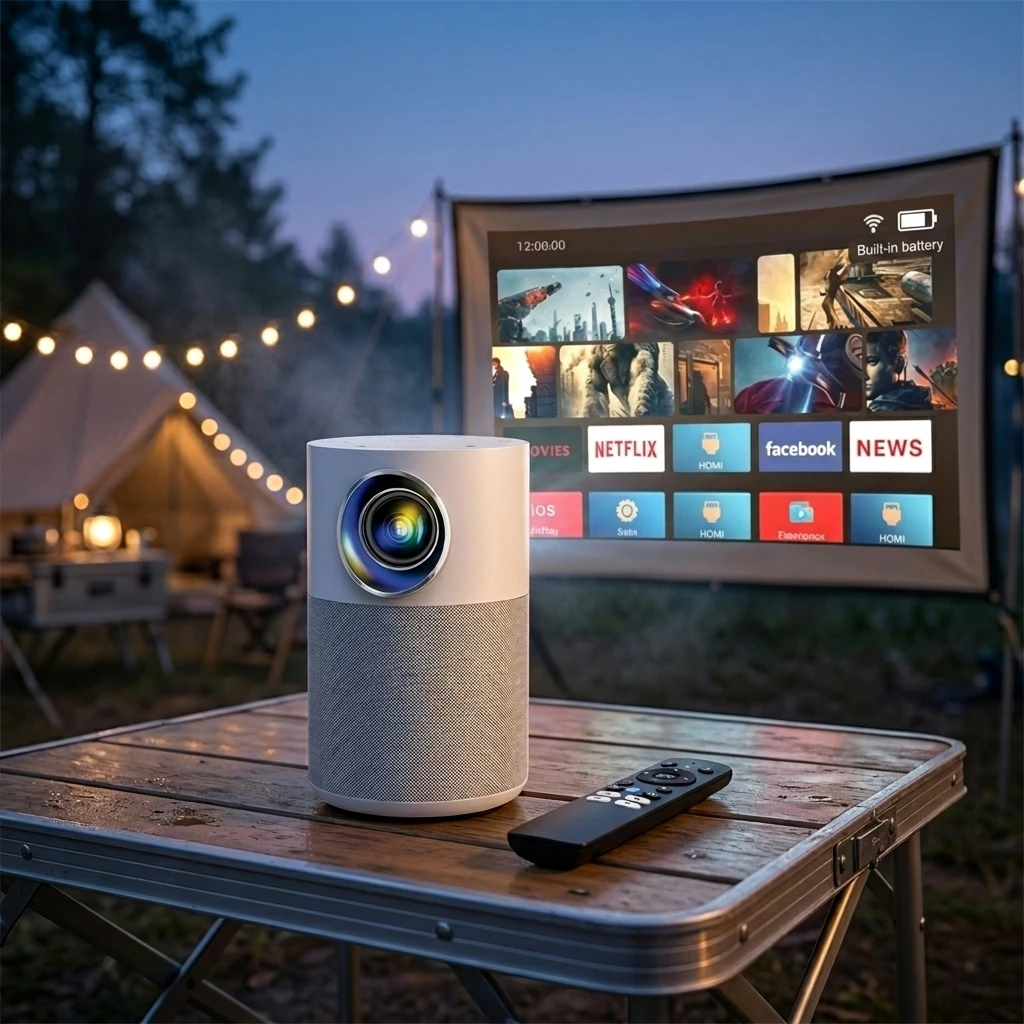 Factory Direct Portable WiFi6 LED Projector 4K Outdoor Mini Android 14 720P Built-in 3200mAh Battery Smart LCD 170 ANSI Lumens 1 Factory Direct Portable WiFi6 LED Projector 4K Outdoor Mini Android 14 720P Built-in 3200mAh Battery Smart LCD 170 ANSI Lumens