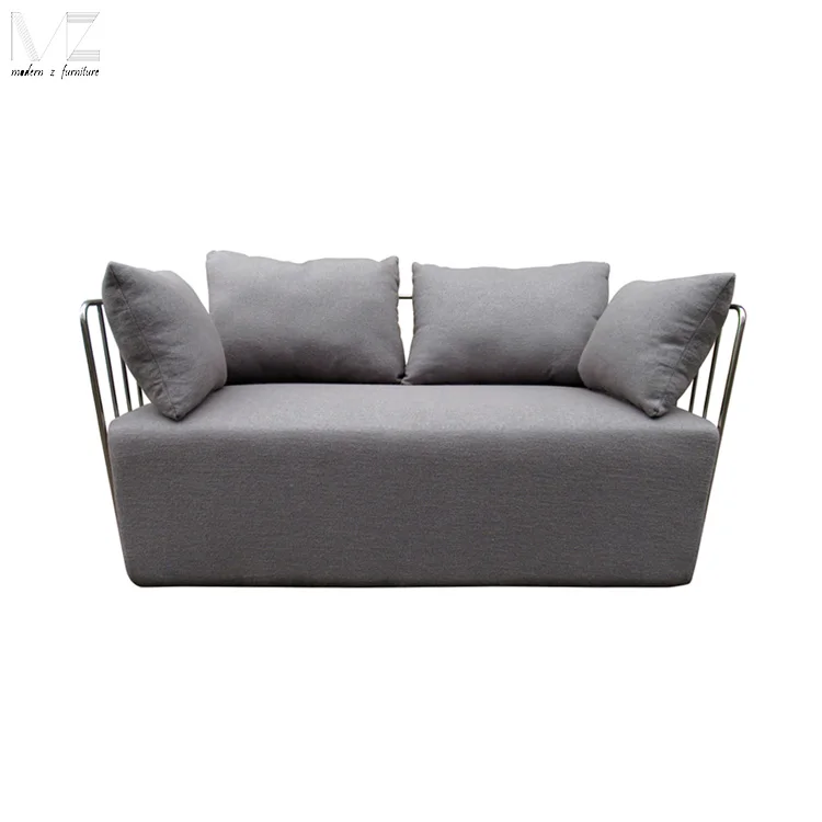 New designs Comfortable stainless steel frame fabric nordic living room 2 seater sofa