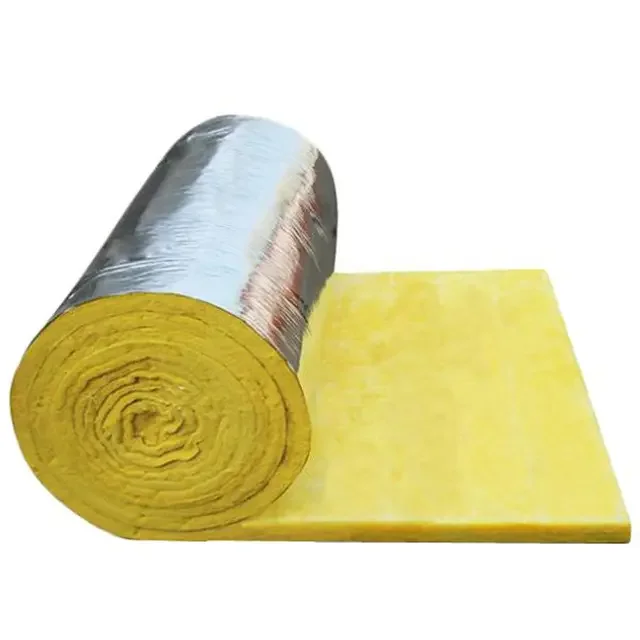 Fiber Glass Wool Fireproof with White Vapor Barrier Vinyl for Metal Building Roof Insulation