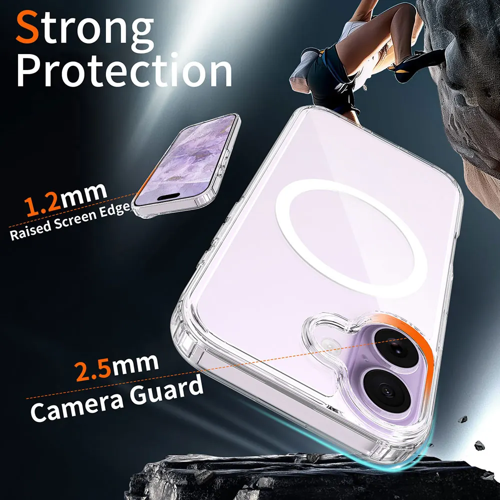 product transparent anti yellow phone case for iphone 17 16 15 14 13 shockproof dustproof 15mm pctpu clear mobile cell phone cover-8
