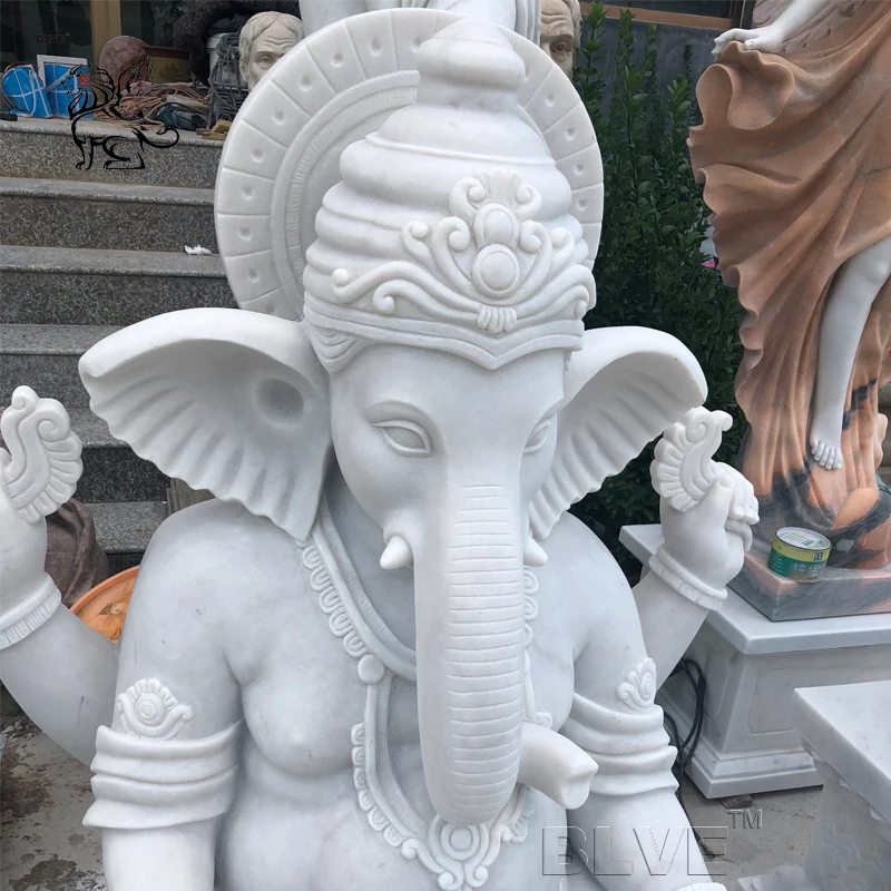 インド宗教 ガネーシャ彫刻 ライフサイズ 白大理石像 家庭用装飾