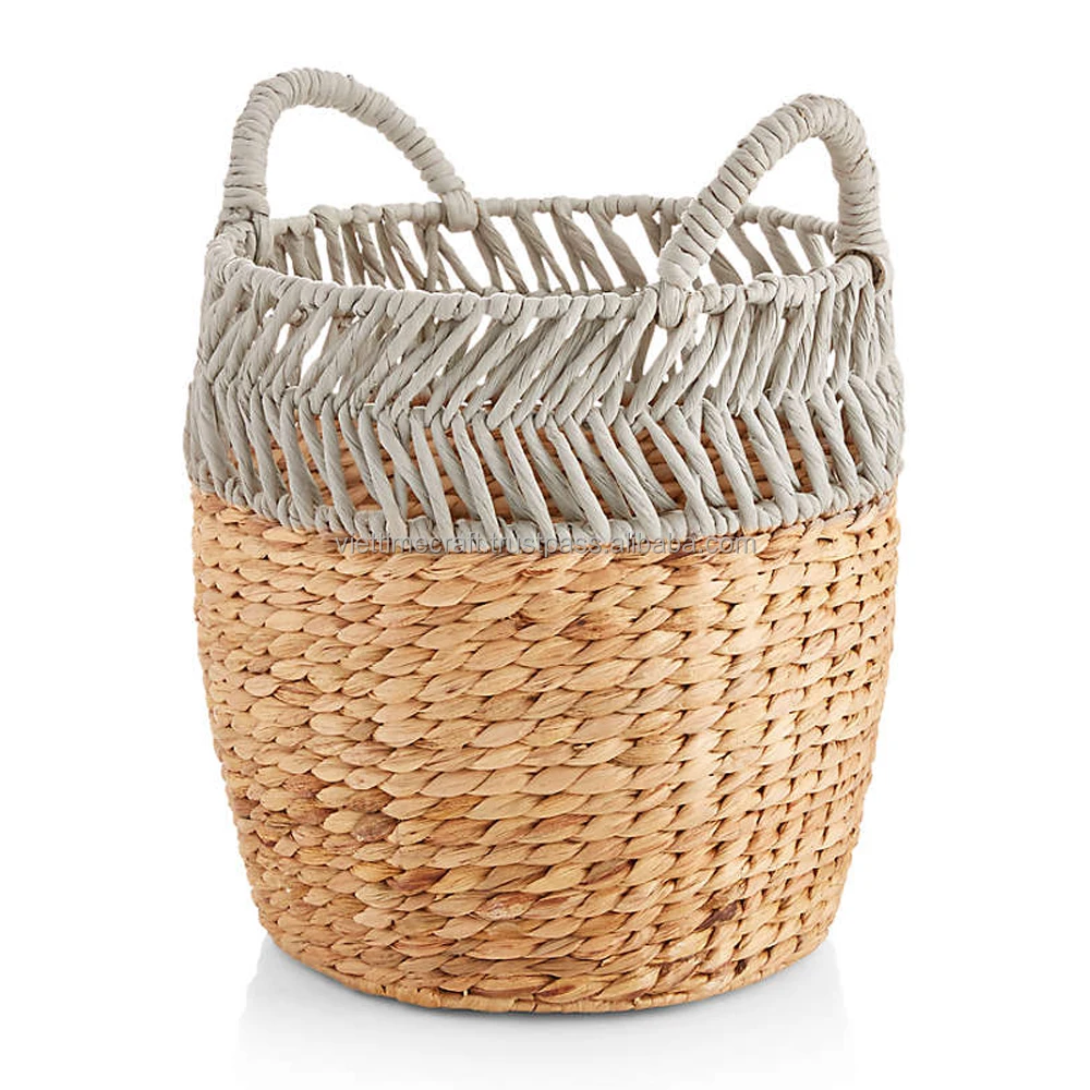 Woven Water Hyacinth Over Metal Frame Water Hyacinth Laundry Storage