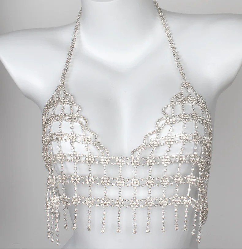 Rhinestone Tassel  Personality Fashion Party Necklace Body Chain XG2210